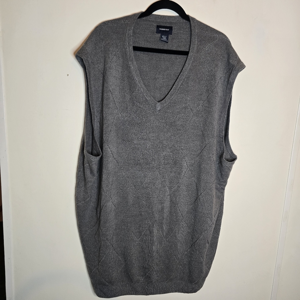 Harbor Bay Sweater Vest Mens 4xlt Grey V Neck Golf Cotton Sleeveless